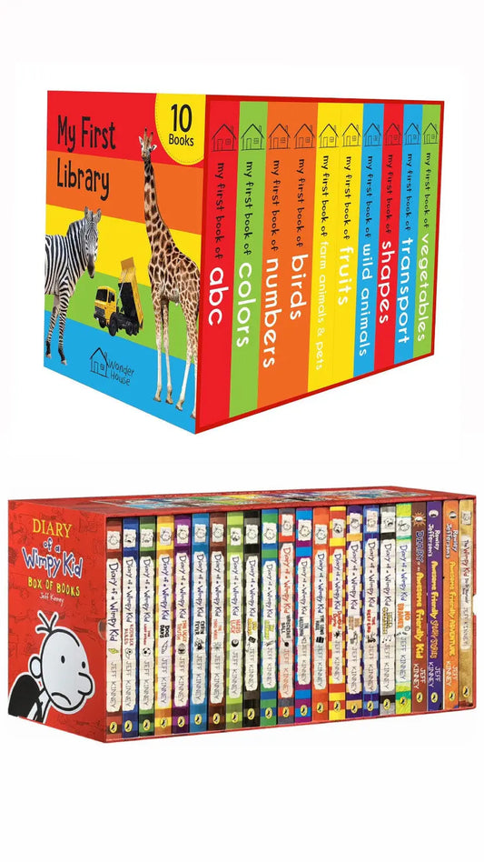 Diary of a Wimpy Kid 1-22 Boxed Set for Kids with My First Library: Boxset of 10 - bestbooksdeals