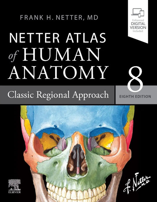 Netter Atlas of Human Anatomy 8th Edition paperback book cover by bestbooksdeals, classic regional approach anatomy reference for medical and health science students