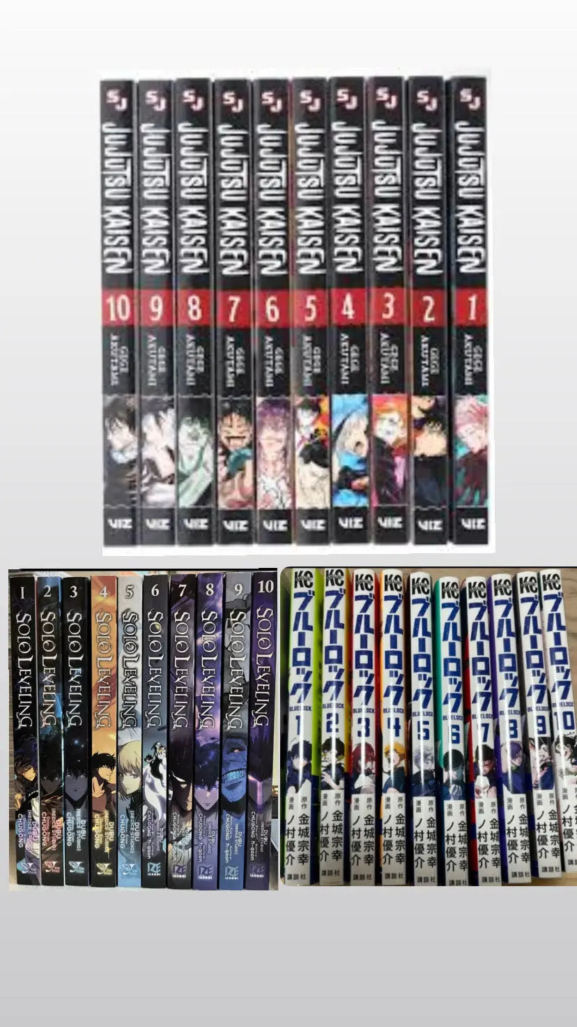 Jujutsu Kaisen by Gege Akutami: Volume 1-10 || Solo Leveling, Vol. 1-10 || Blue Lock Manga Series 1-10 || ?? With Bonus Manga Wall Framed Poster! - bestbooksdeals