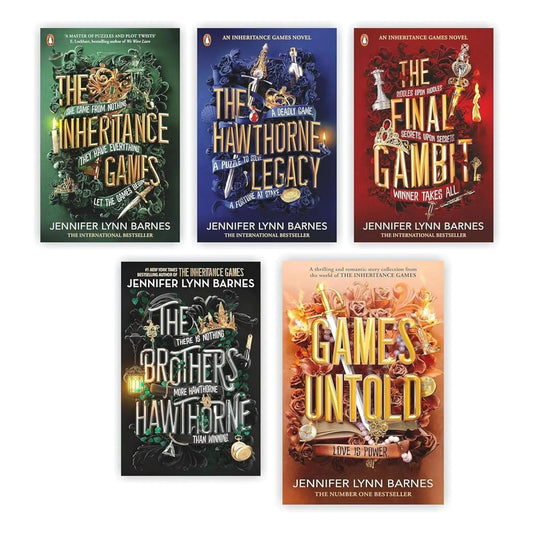 The Inheritance Games 5 Books Set by Jennifer Lynn Barnes, Including The Inheritance Games, The Hawthorne Legacy, The Final Gambit, The Brothers Hawthorne and Games Untold - bestbooksdeals