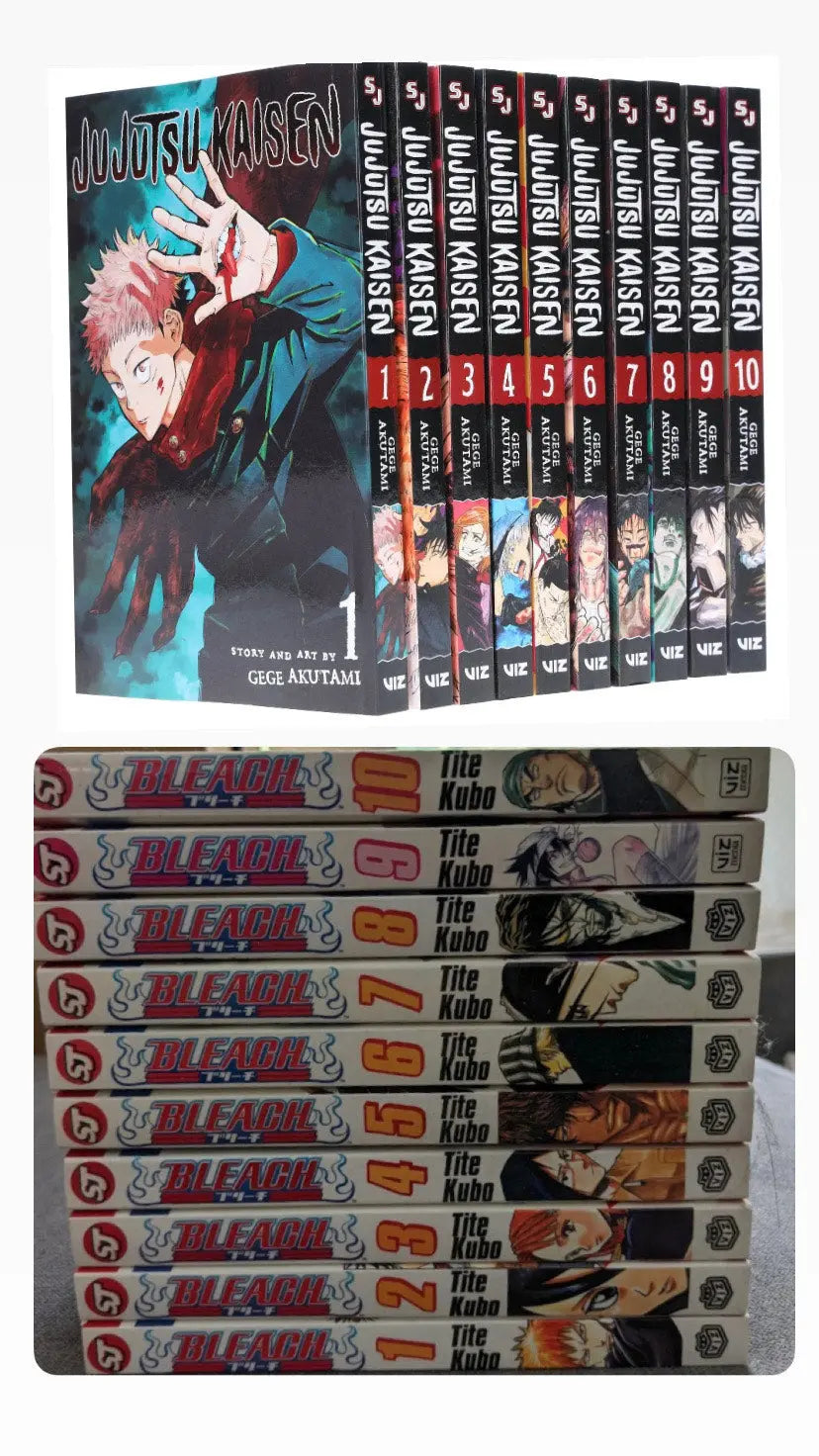 Action Hit Manga Bundle : Jujutsu Kaisen, (Vol. 1-10) || Bleach Box Set (Vol. 1-10) || ?? With Bonus Manga Wall Framed Poster! - bestbooksdeals