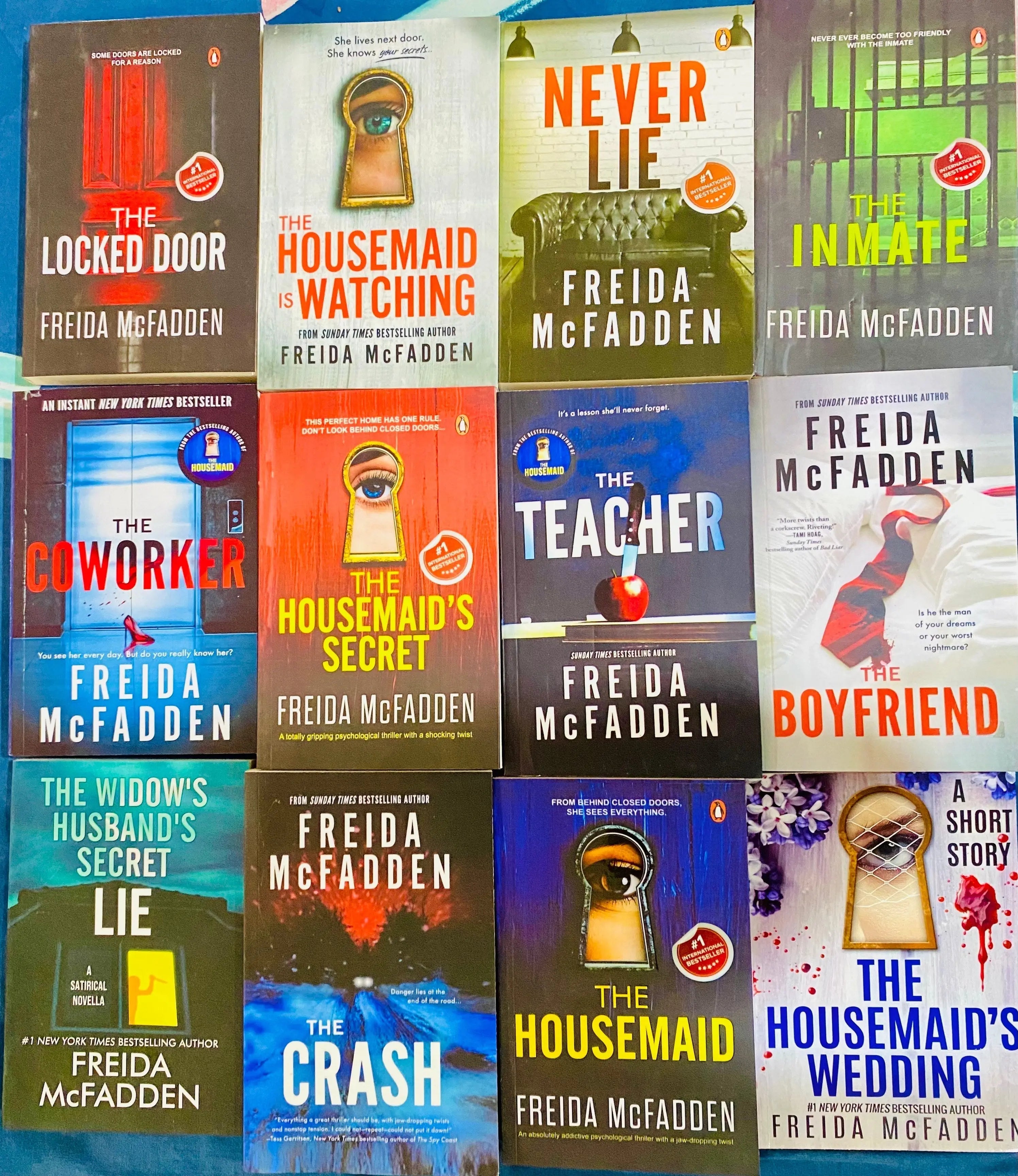 Freida McFadden Thriller Series 12 Books Collection Set (The Housemaid, The Housemaid's Secret, Housemaid Is Watching, The Never Lie, Coworker, Locked Door, Teacher, Inmate, The Crash and Boyfriend) Paperback – May 19, 2025 - bestbooksdeals