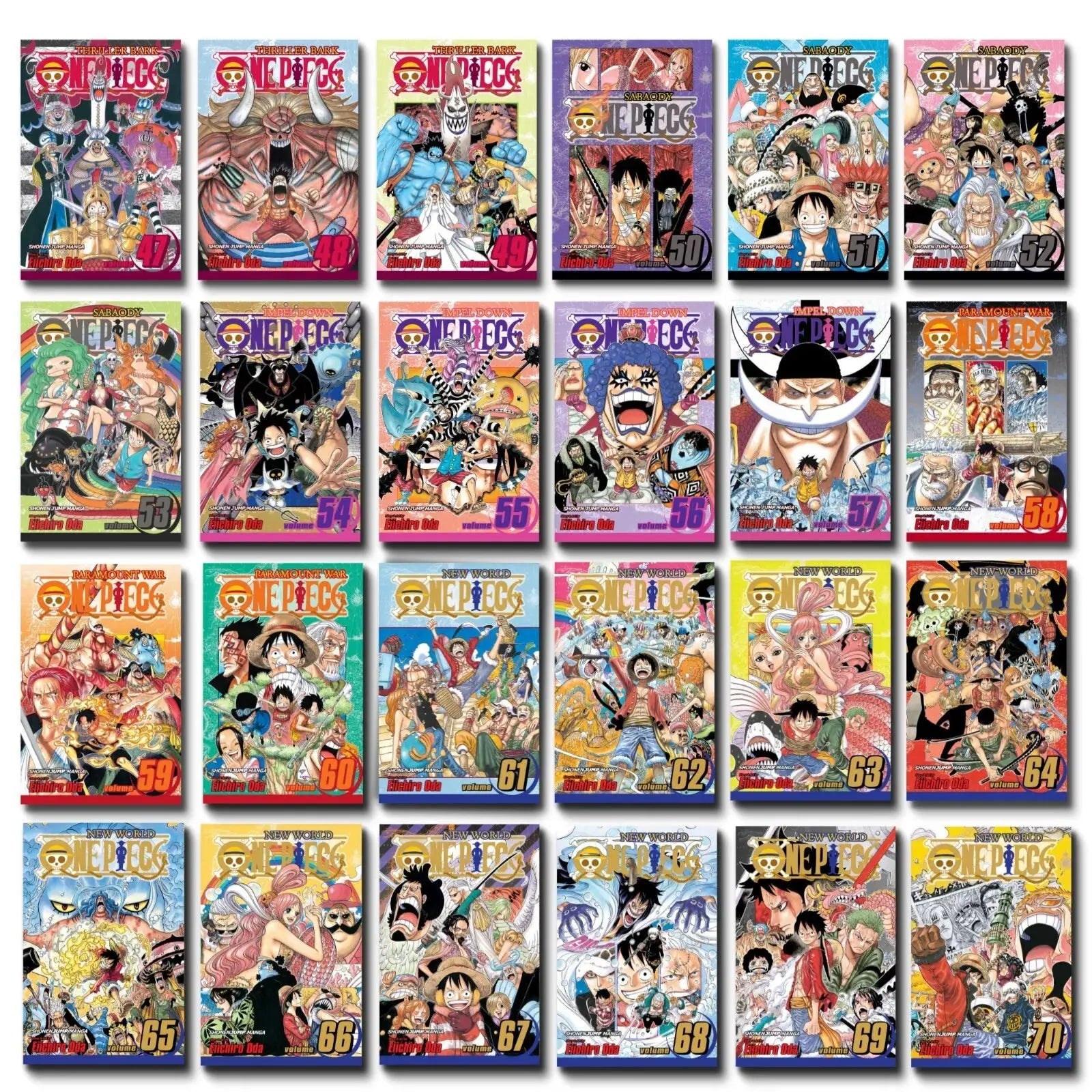 One Piece Manga Set (Volumes 47–70) Set 3— Thriller Bark to Punk Hazard Saga Full/Loose Set 🎁 Freebie: A free Manga Wall Poster - bestbooksdeals
