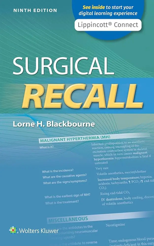 Surgical Recall (Lippincott Connect) Ninth, North American Edition ISBN: 9781975152949 - bestbooksdeals