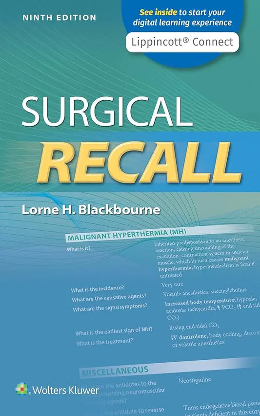 Surgical Recall (Lippincott Connect) Ninth, North American Edition ISBN: 9781975152949 - bestbooksdeals
