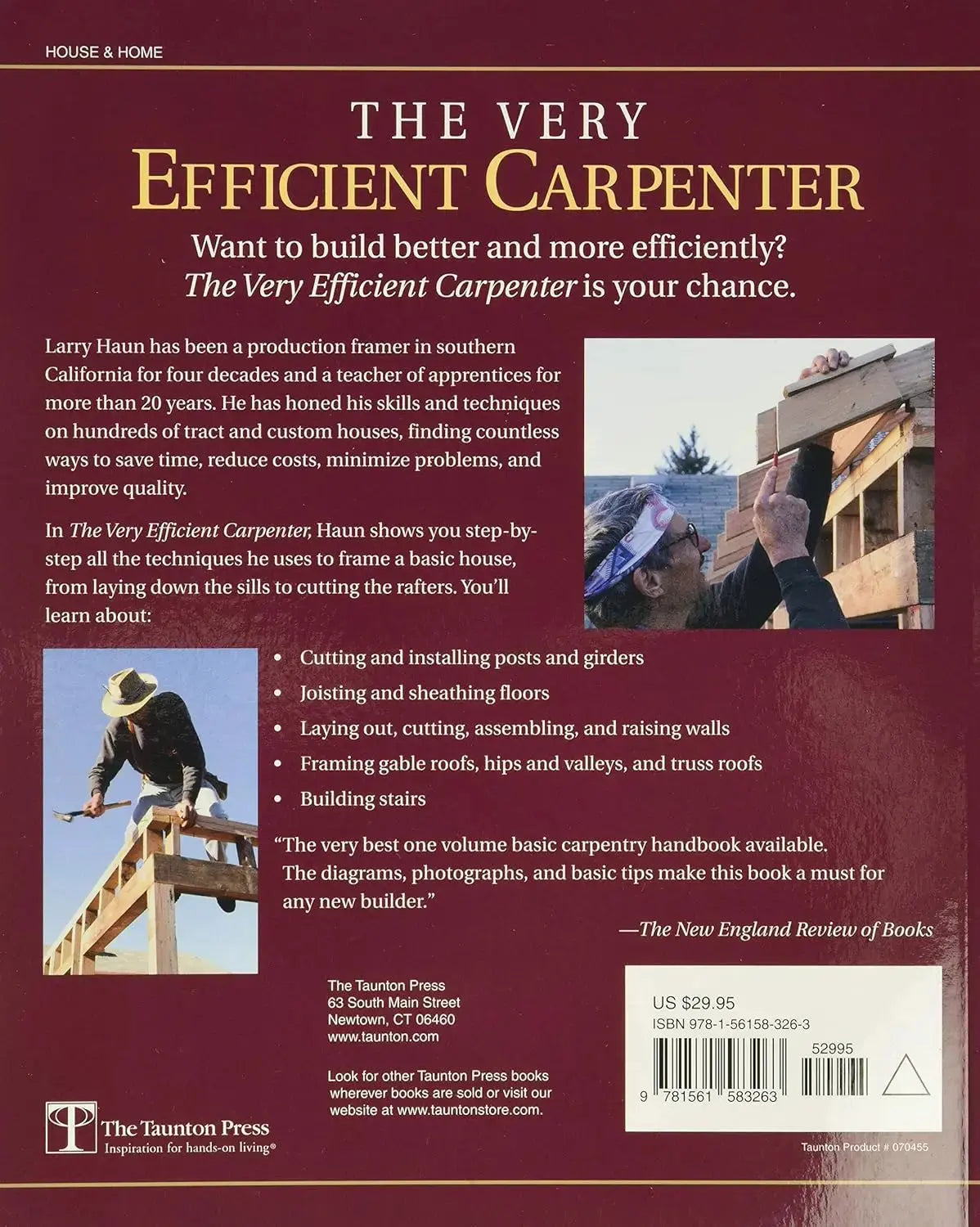 The Very Efficient Carpenter: Basic Framing for Residential Construction (For Pros / By Pros) Paperback bestbooksdeals