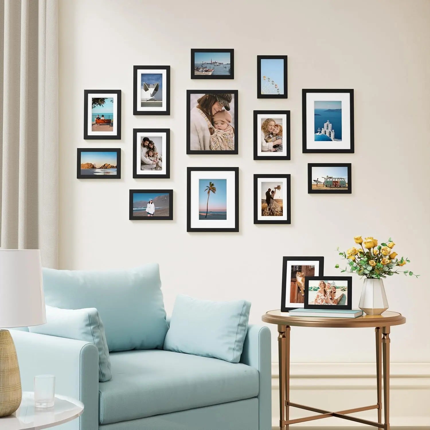 15 Pack Picture Frames Collage Wall Decor for Mounting or Tabletop Display, Gallery Frame Set for Family, Multi Sizes Including 3pcs 8x10, 6pcs 5x7, 6pcs 4x6, Black - bestbooksdeals